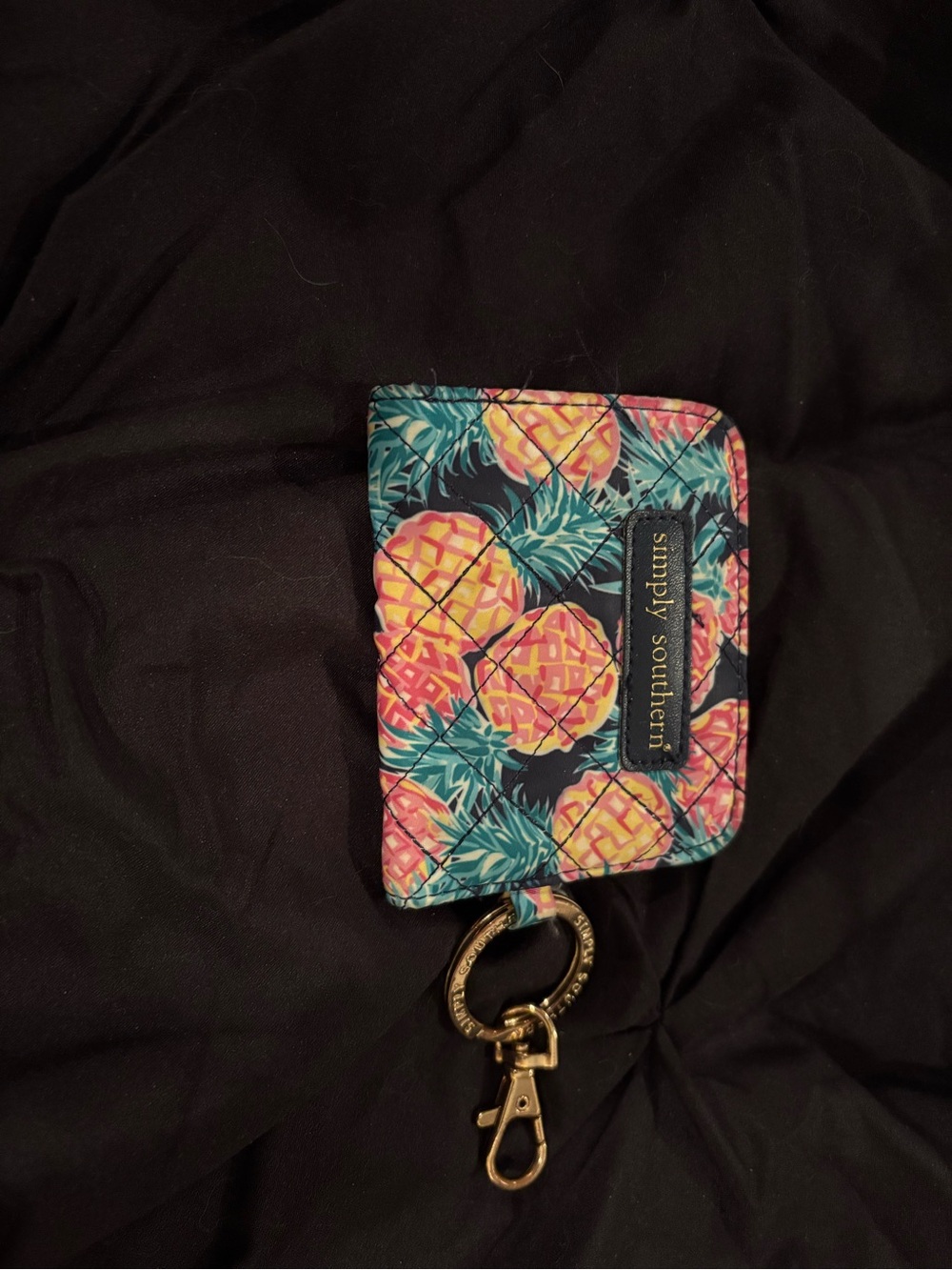 Simply Southern Pineapple Quilted Key & Card Holder - Navy, Pink & Teal